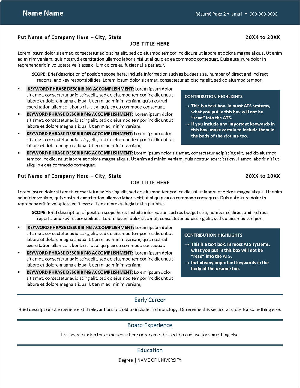 Portfolio Of Resume Templates For Ms Word