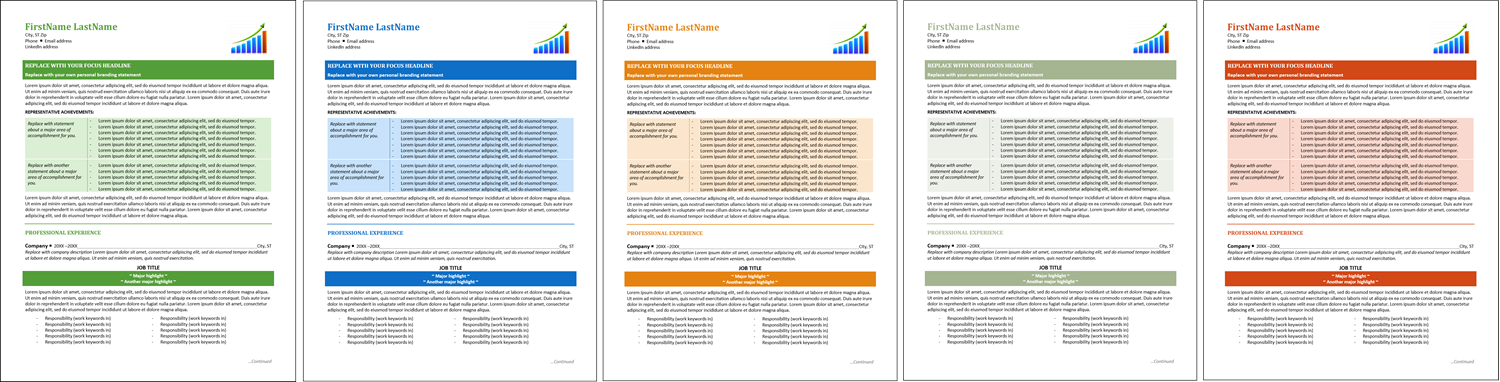 Upward Bound Combination Format Resume Template Color Choices