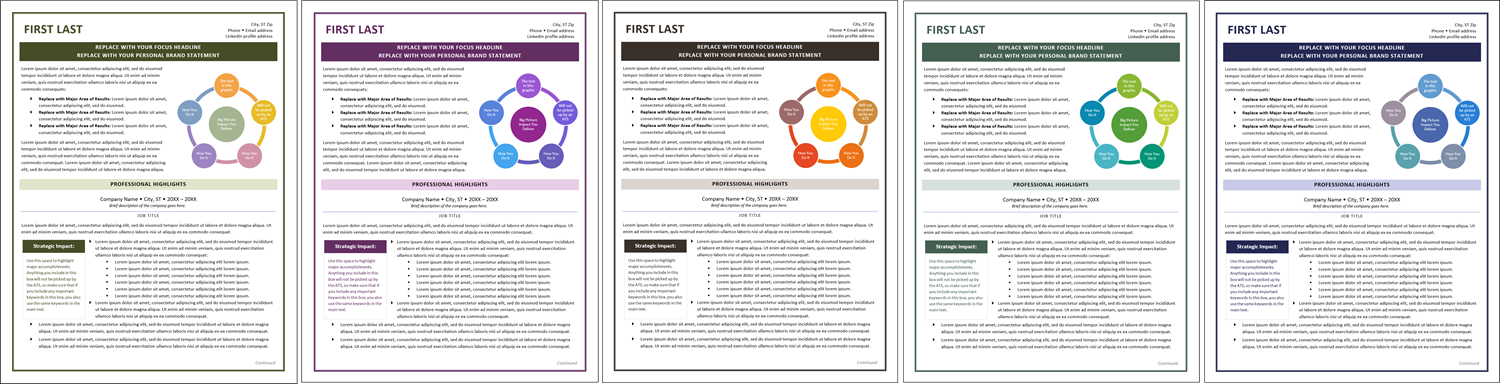 Visible Impact Custom-Designed Resume Template Color Choices