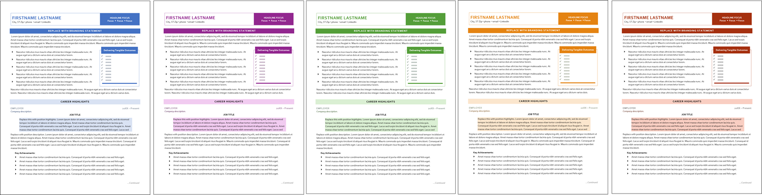 Seaspray An Easily Customized Resume Template Color Choices