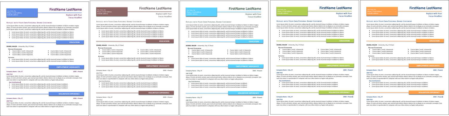 Bright Entry High School Student Resume Template Color Choices