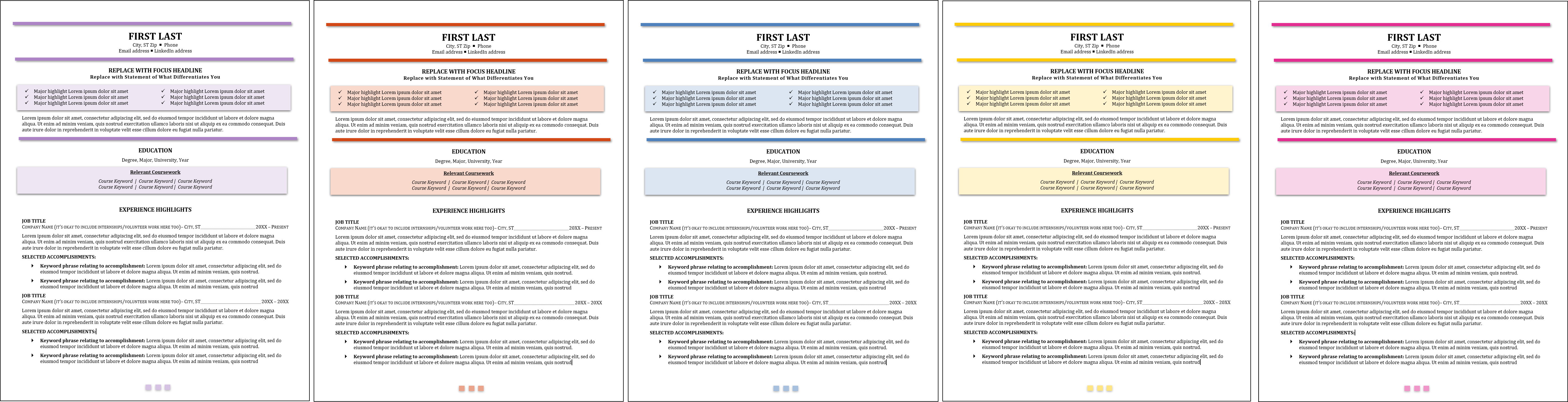 Emergencezen Easy-to-Use Resume Template Color Choices