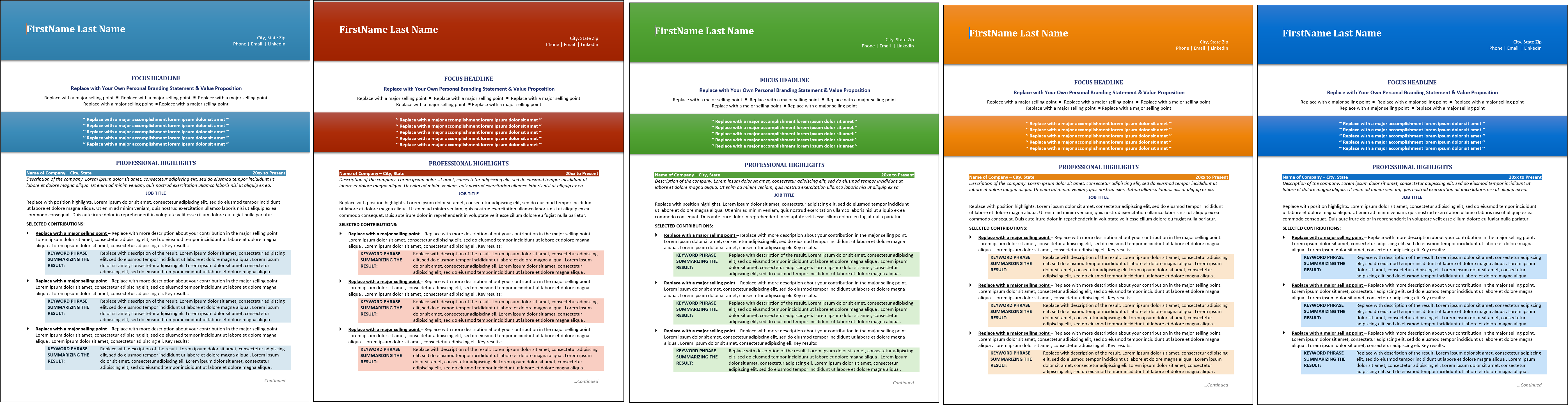 Flawless Unique-Format Resume Template Color Choices