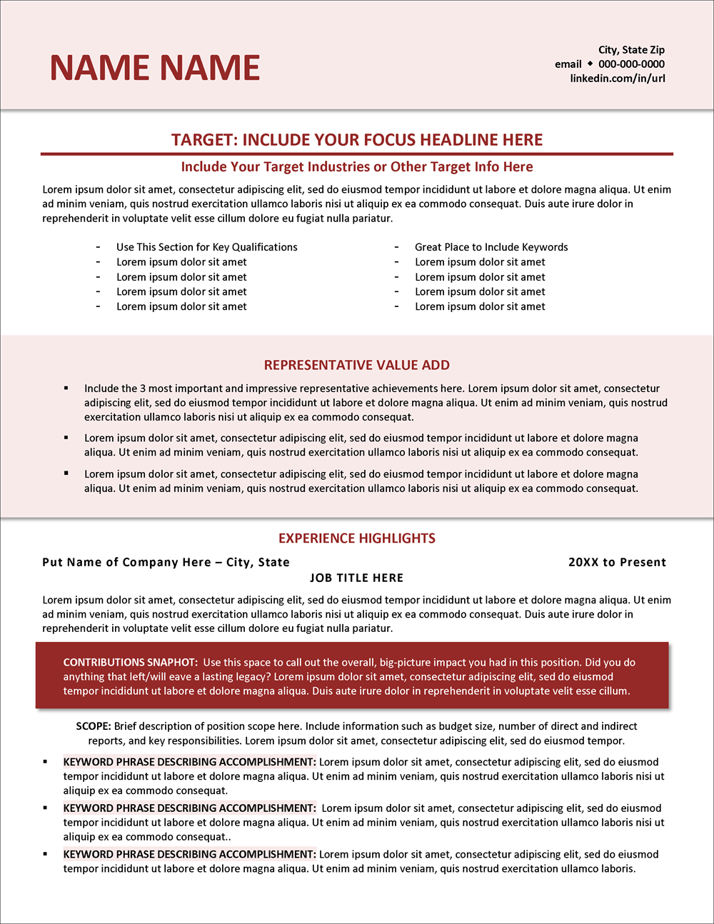 Versatile Resume Template Page 1