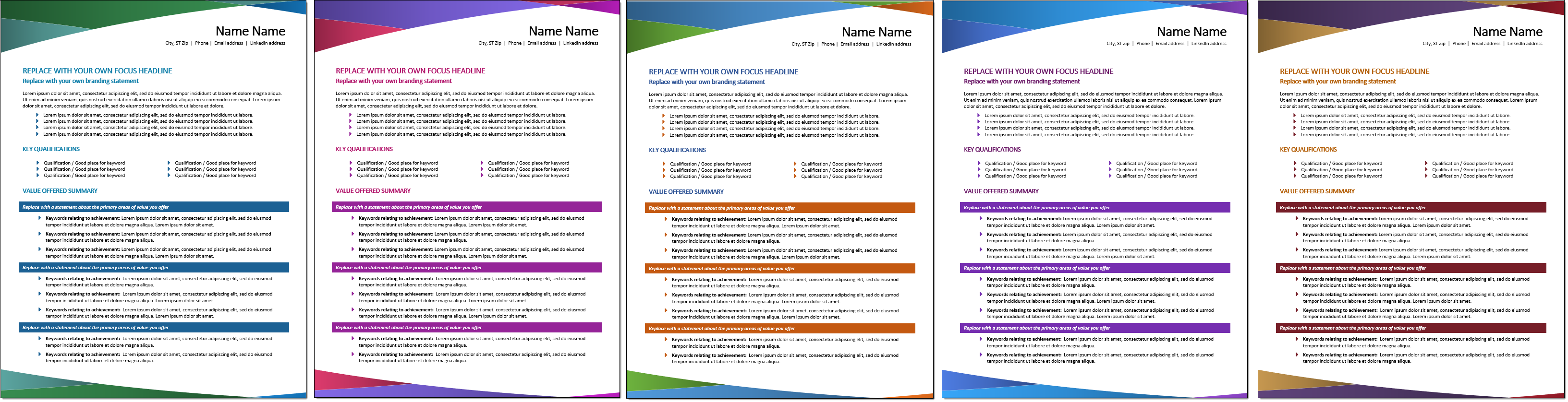 Functional Resume Template Color Choices