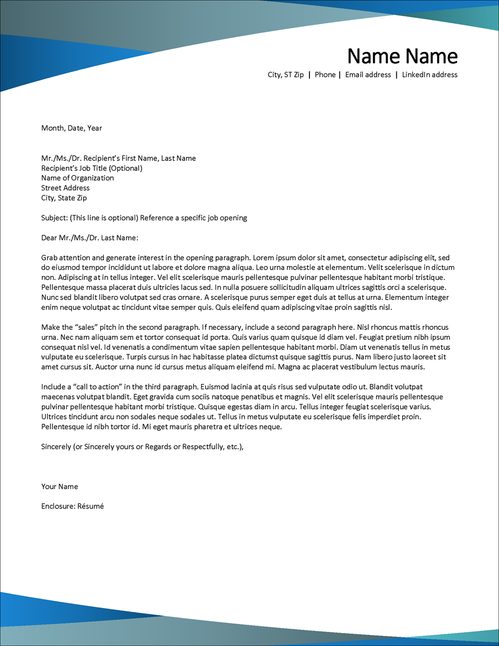 Misty Dawn Cover Letter MS Word Template