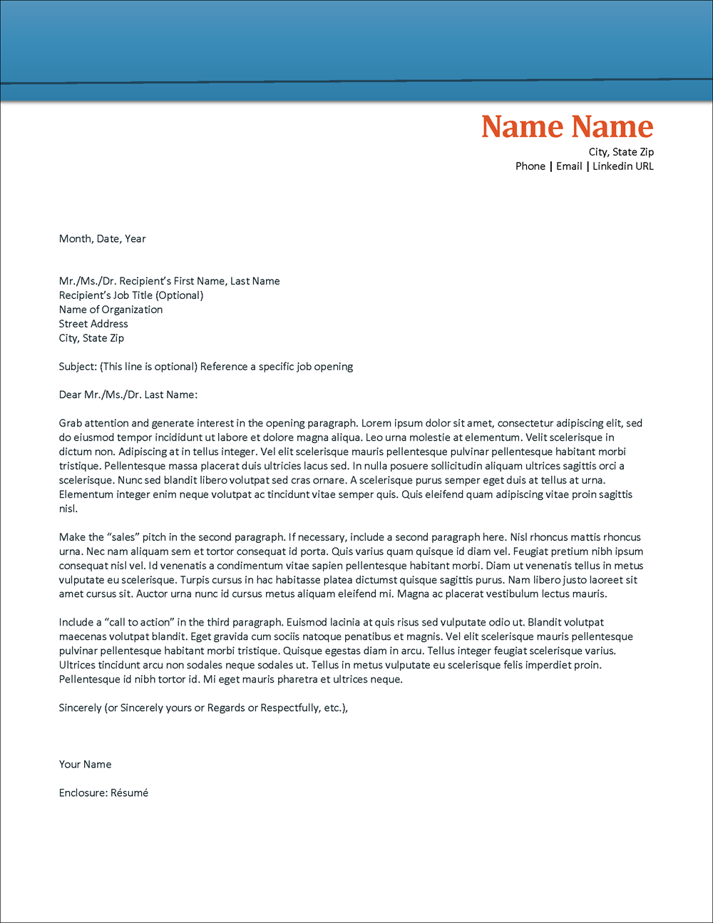 Morning Glory Cover Letter Template