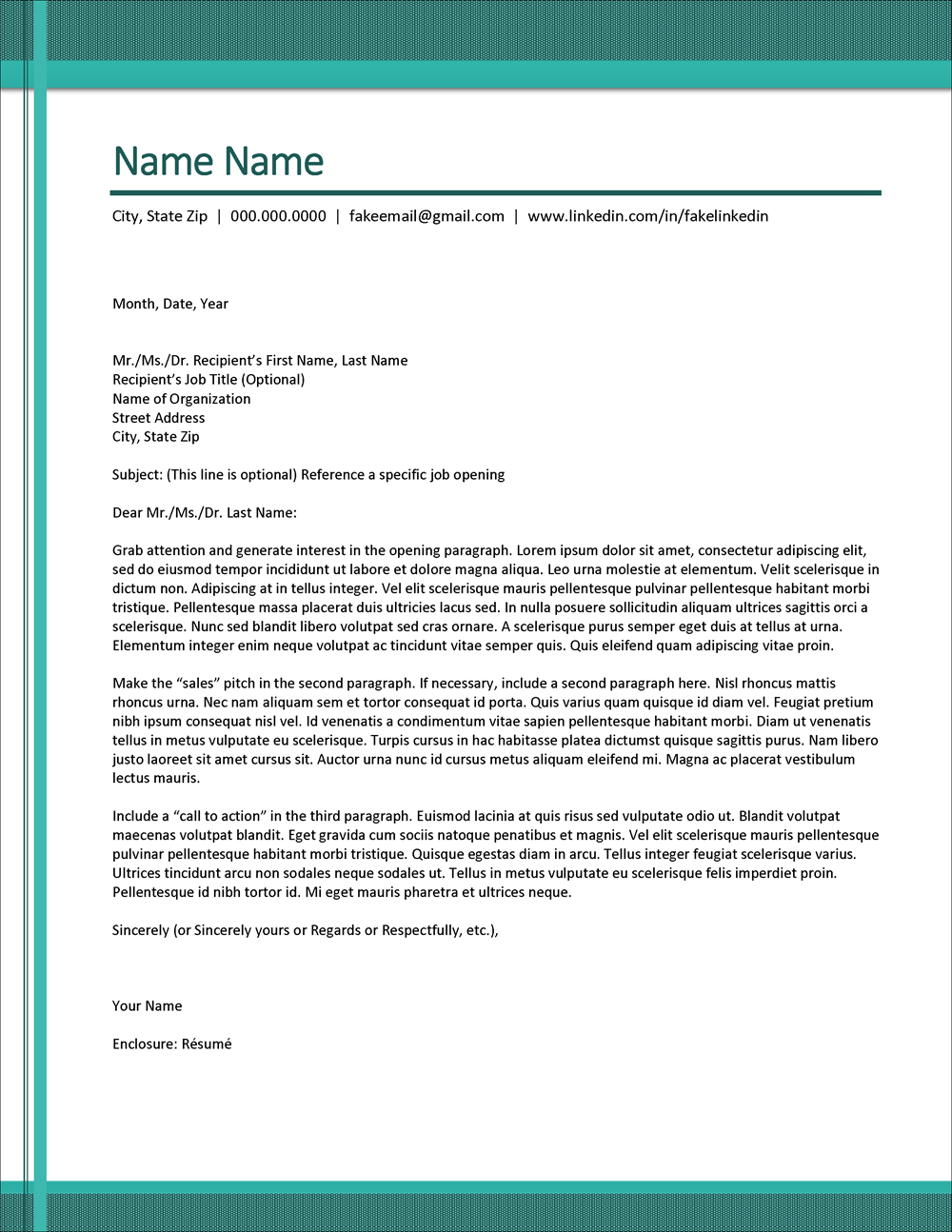 Ocean Mist Cover Letter Template for Word