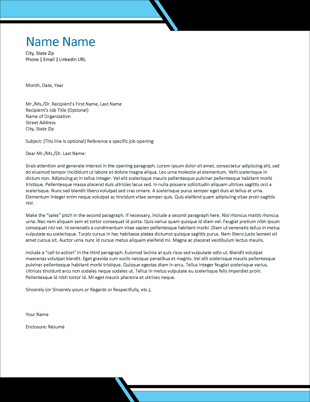Power Play Cover Letter MS Word Template
