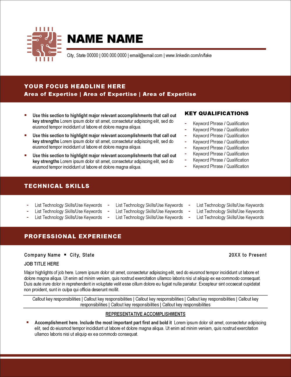 Technical Pursuits IT Resume TemplatePage 1