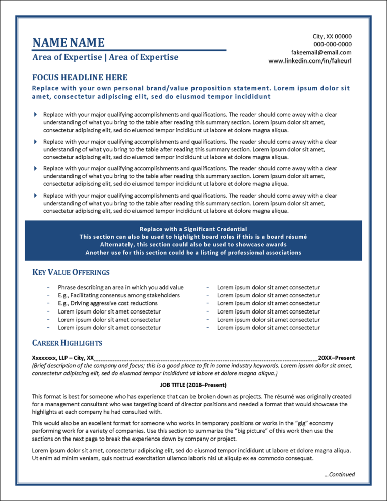 Board of Director Resume Templates - Trendsetter Resume Template Page 1 768x994 