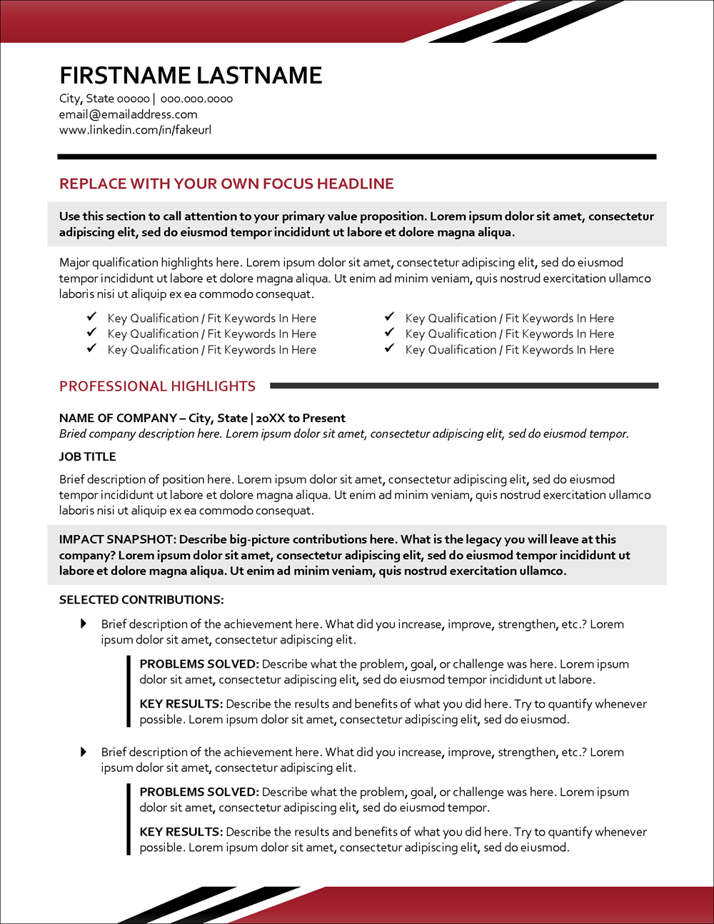 Modern Executive Resume Template page 1