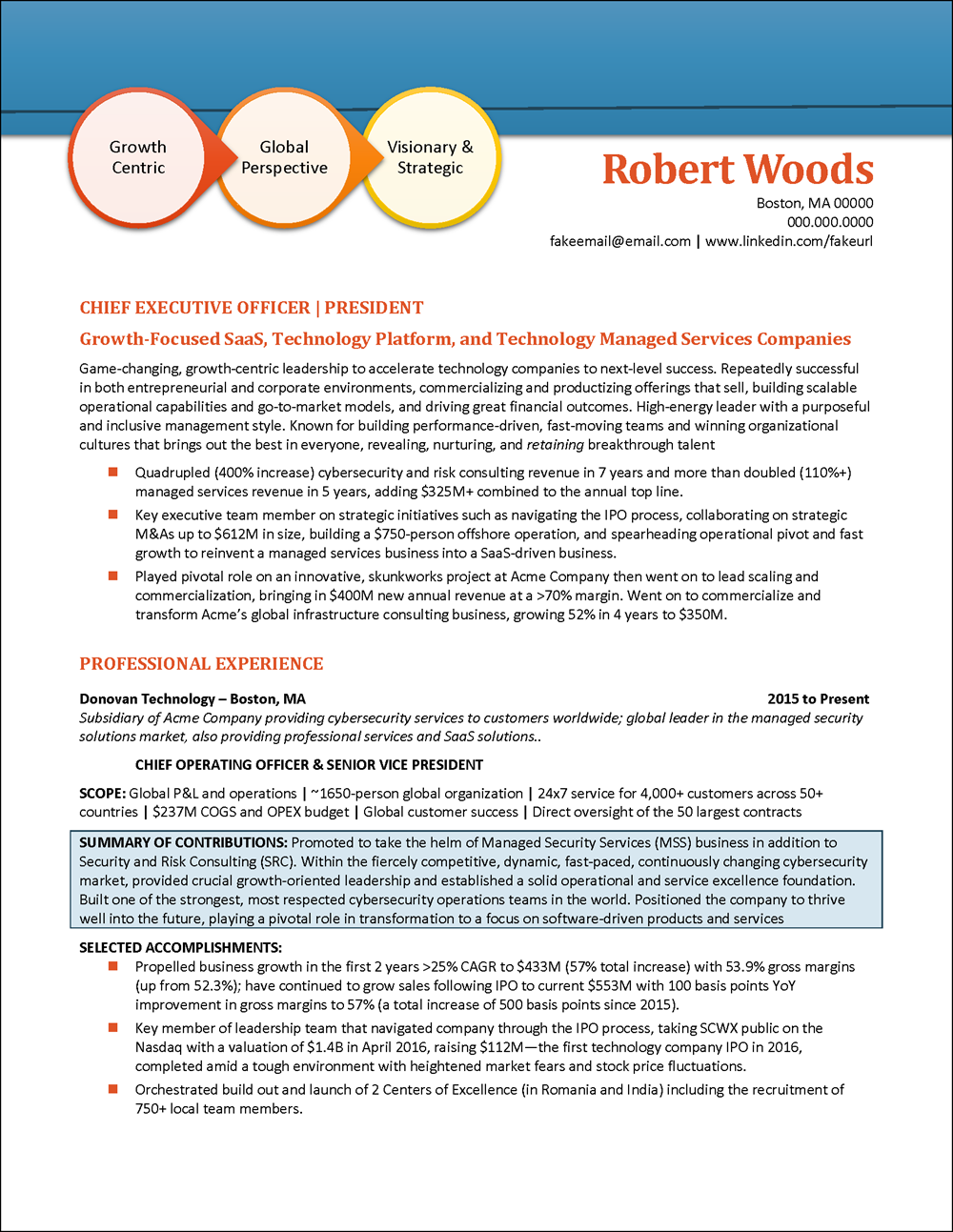 Example Resume After the Resume Template was Applied