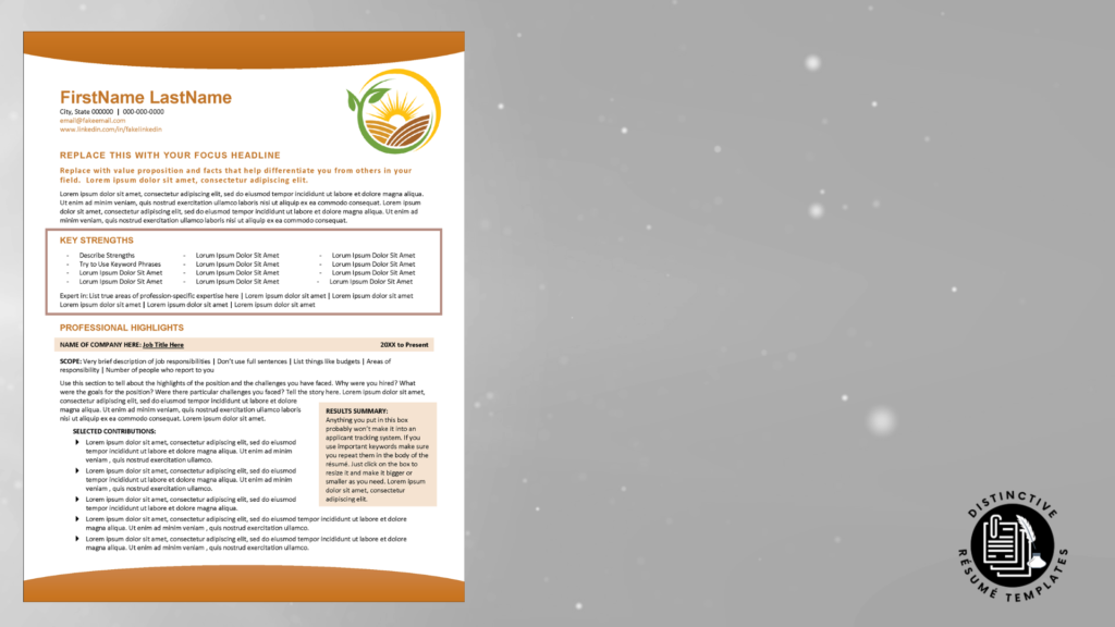 Bio, Letter & References Templates for the Agricultural Industry