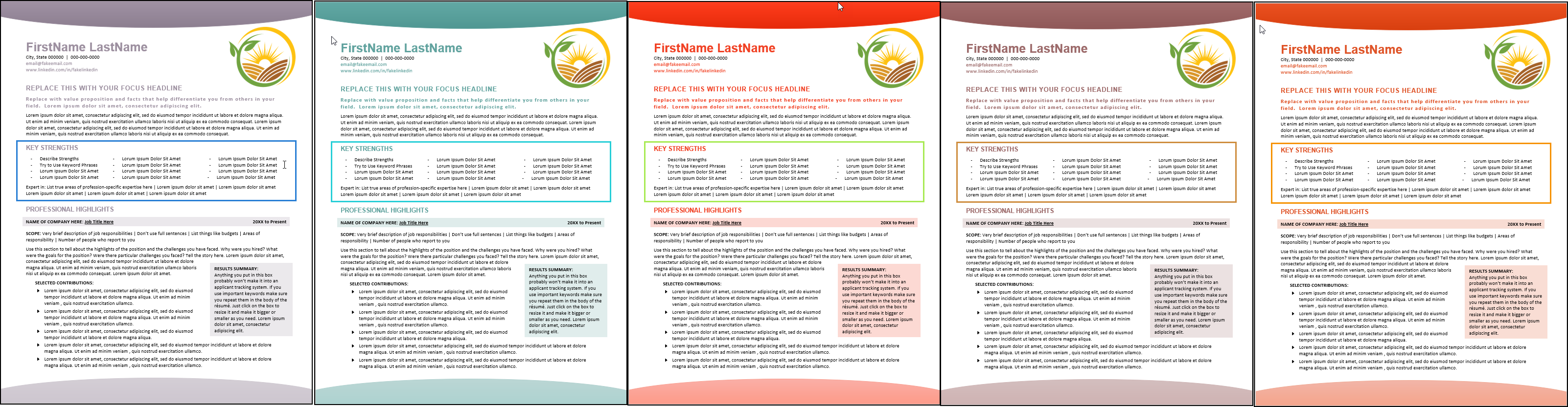 Agricultural Edge Resume Template Color Choices