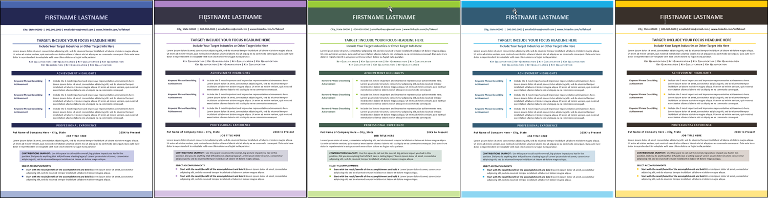 Ambitions Resume Template Color Choices.dotx