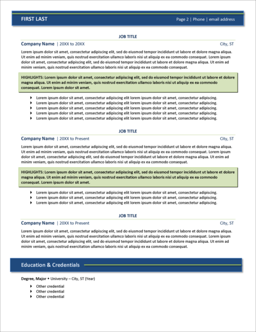 Amplify Best Resume Template Page 2