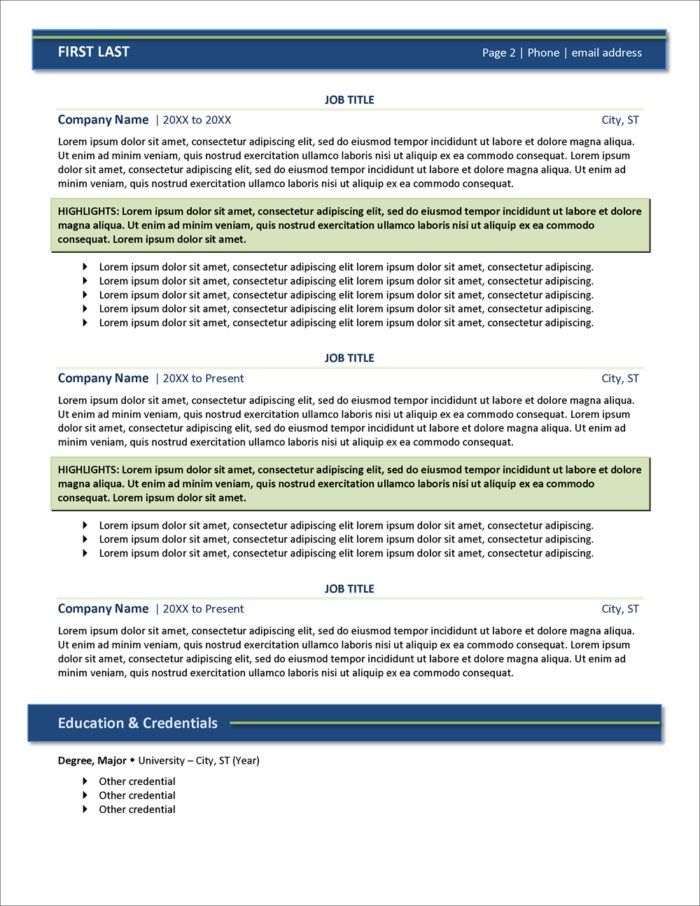 Amplify Best Resume Template Page 2