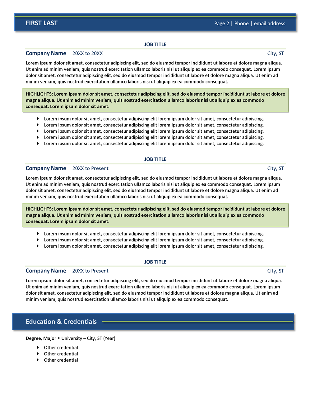 Amplify Best Resume Template Page 2