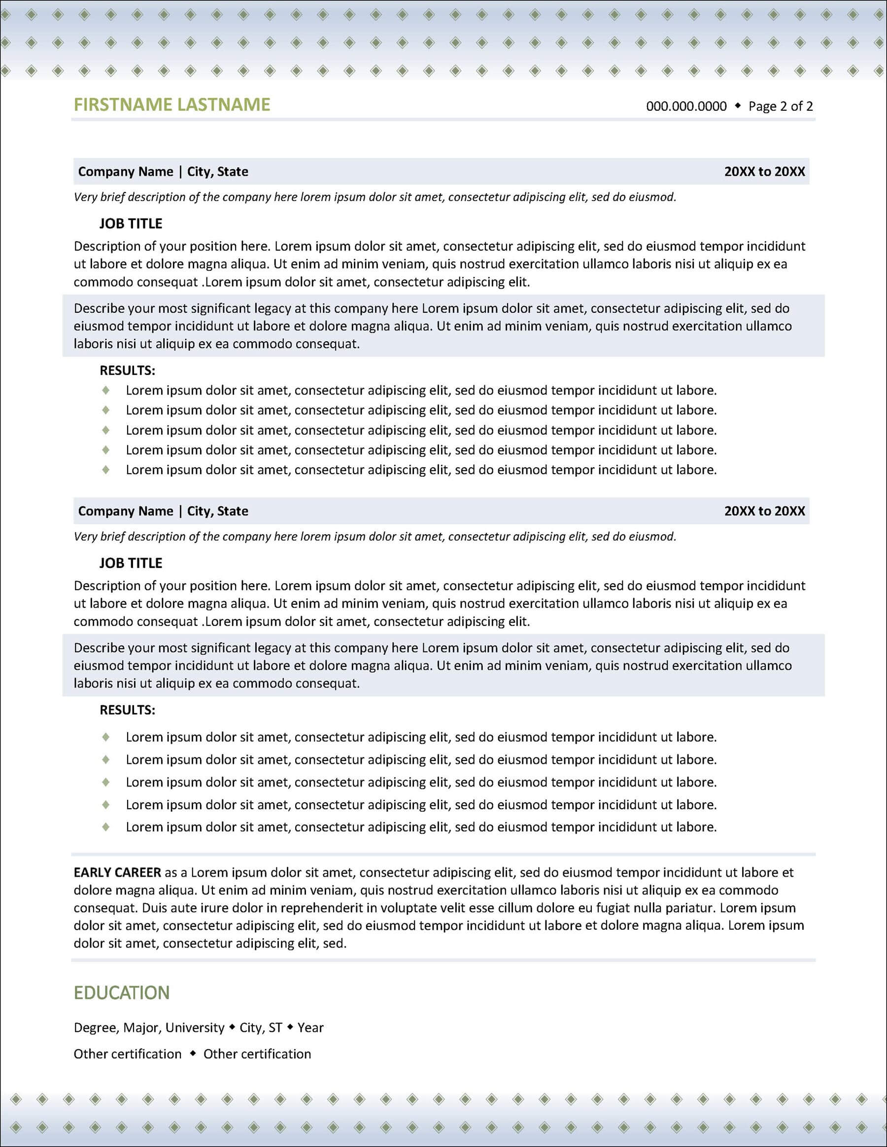 Attractive Resume Template Page 2