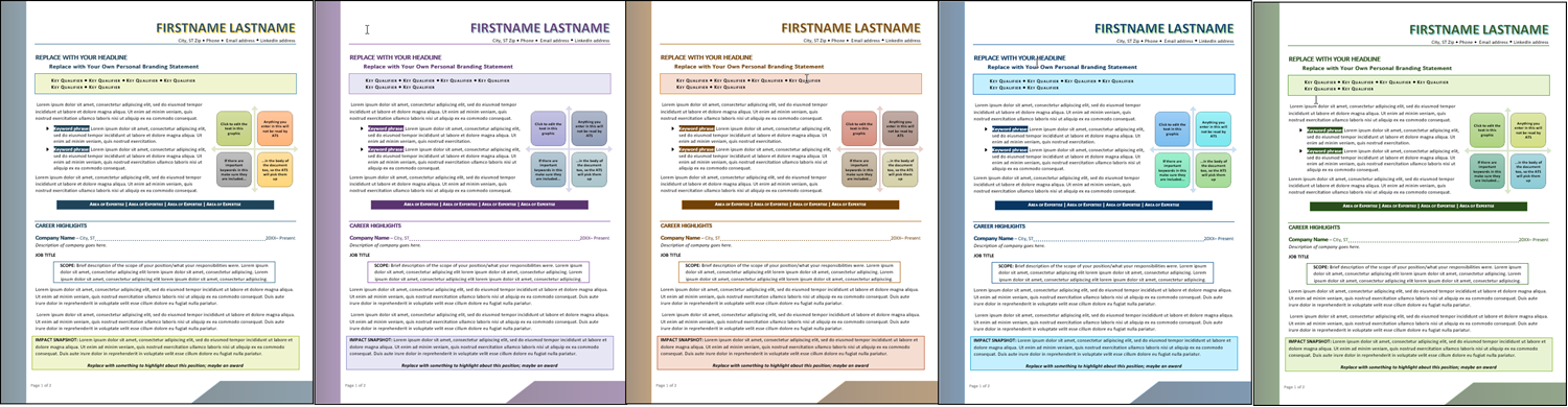 Autumn Peak Resume Template Color Choices