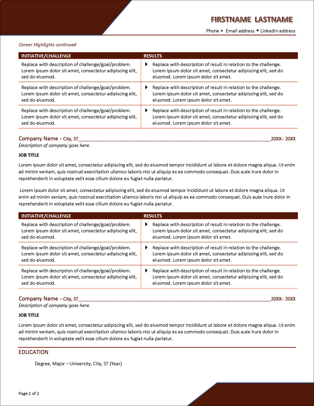 Autumn Peak Creative Resume Template Page 2