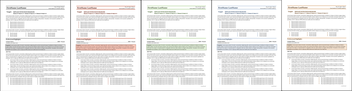 Blueadora Resume Template Color Choices