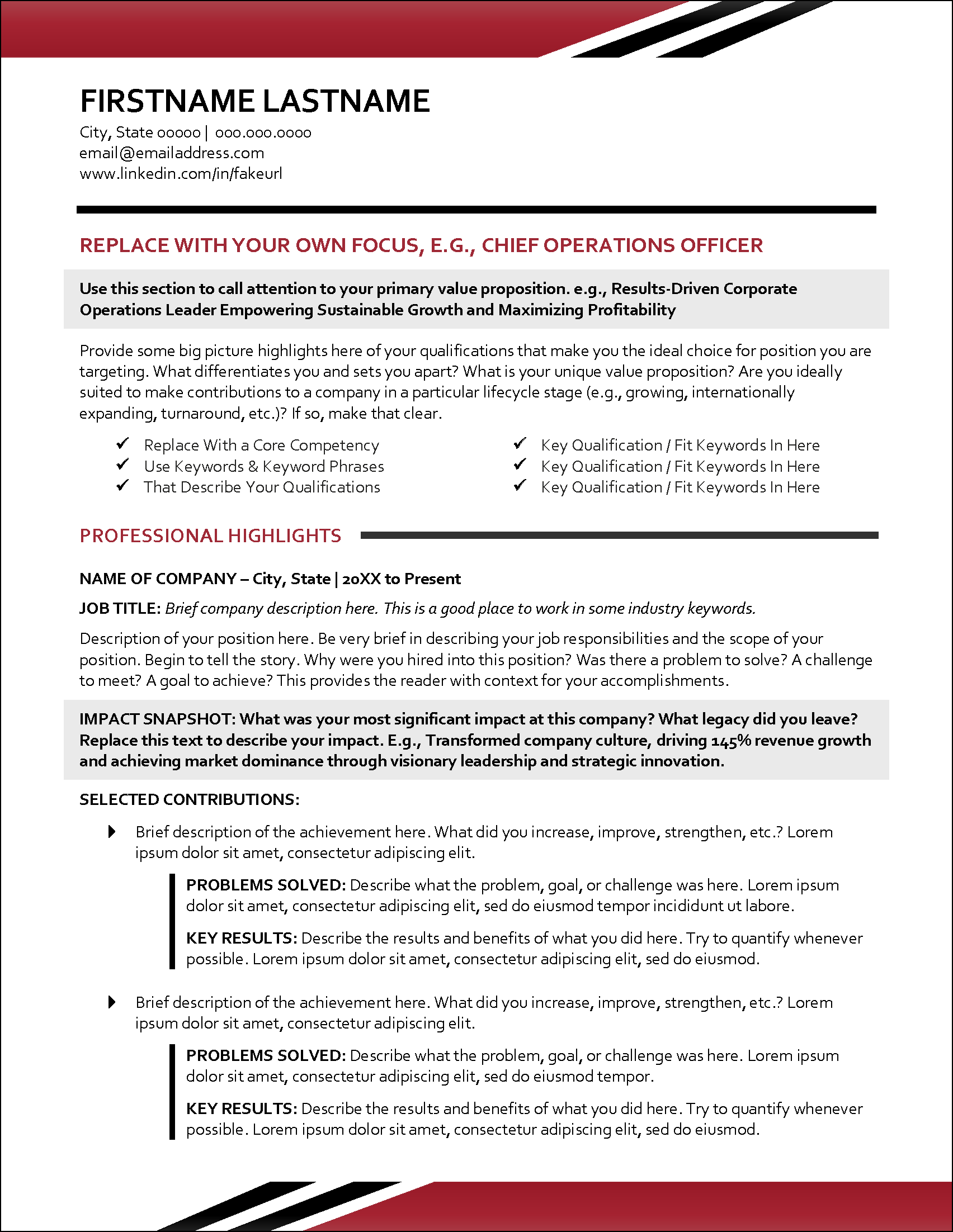 Bold Solutions Resume Page 1