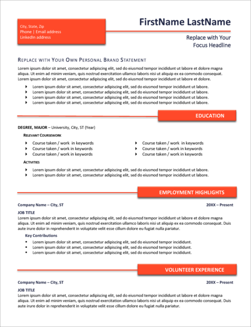 Bright Entry High School Student Resume Template