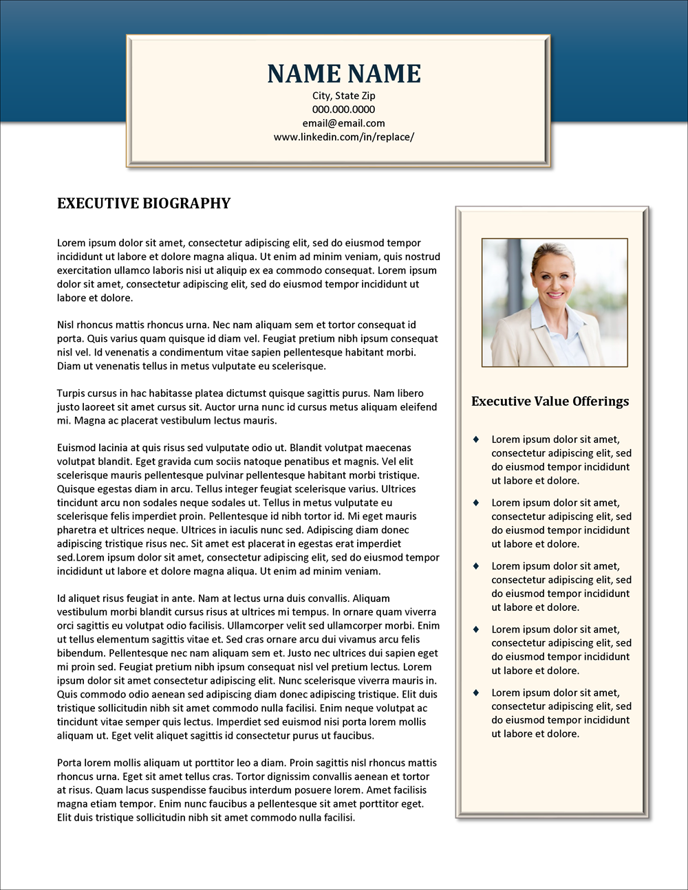 Executive Biography Template