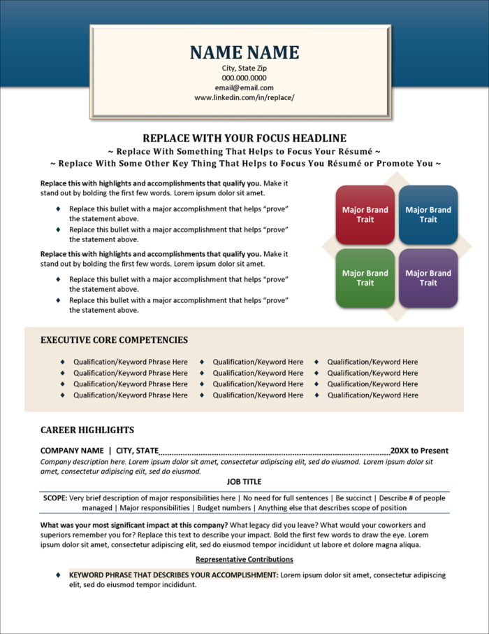 Executive Resume Template Page 1