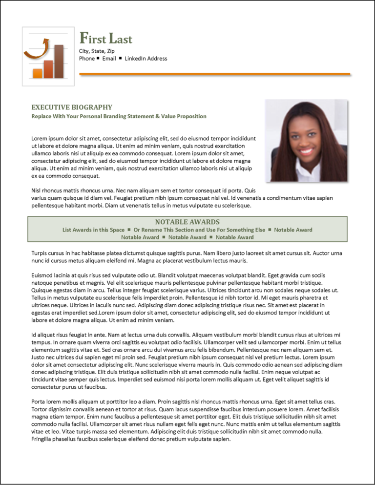 Career Booster Flexible & Easy-to-Use Accomplishments-Focused Biography Template