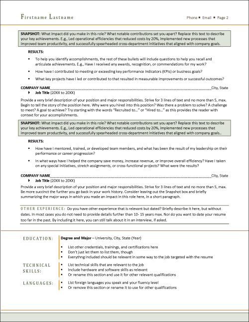 Career Booster Resume Page 2