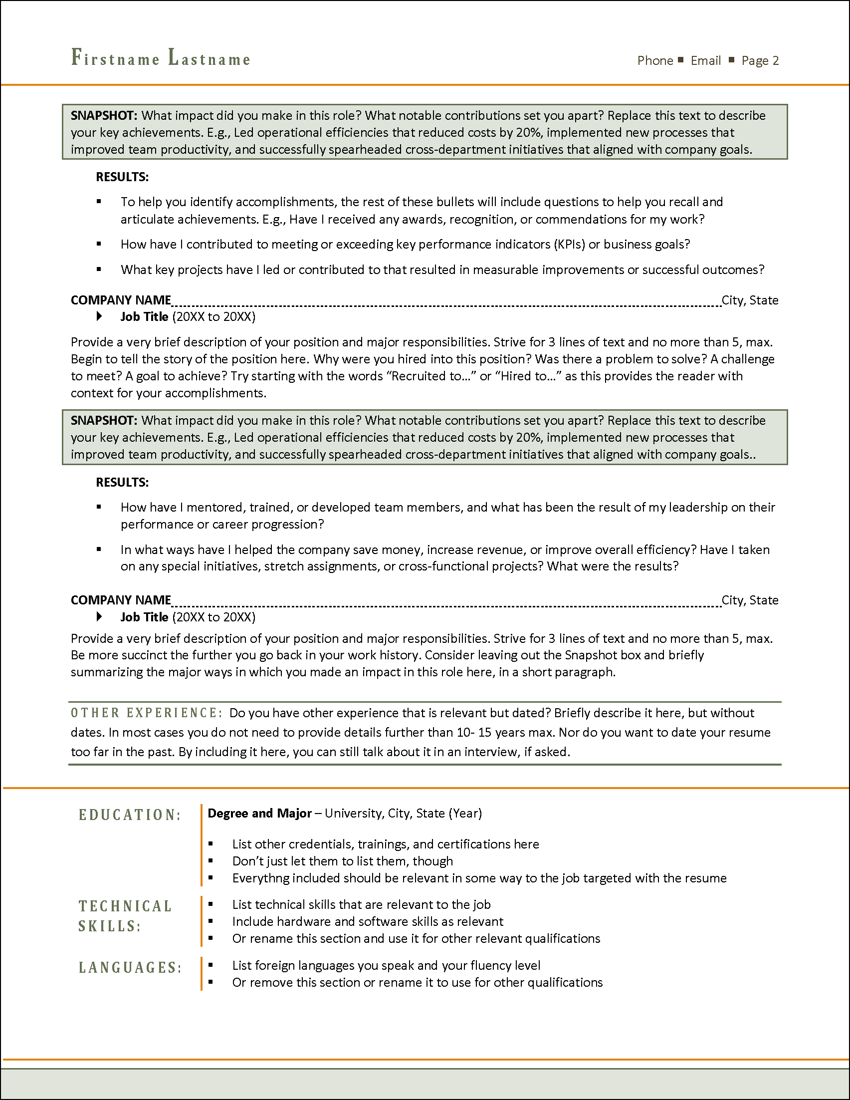 Career Booster Resume Page 2