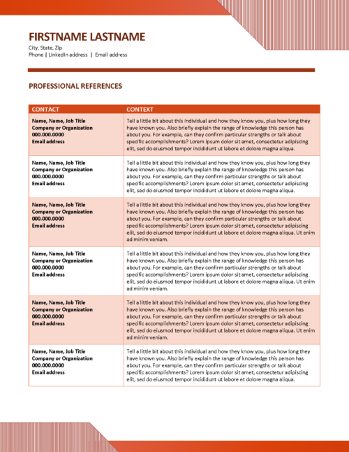 Career Optics References Template