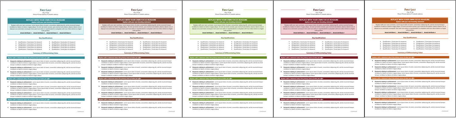 Changescape Resume Template Color Options