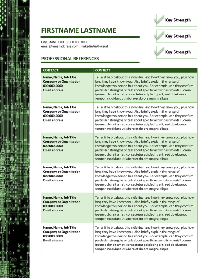 References Template for IT and Computer Professions