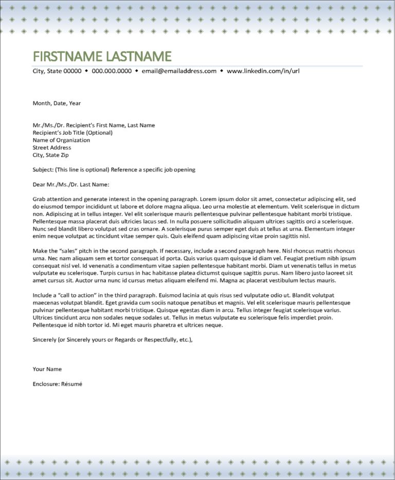 Attractive Bio, References & Cover Letter Template for Word