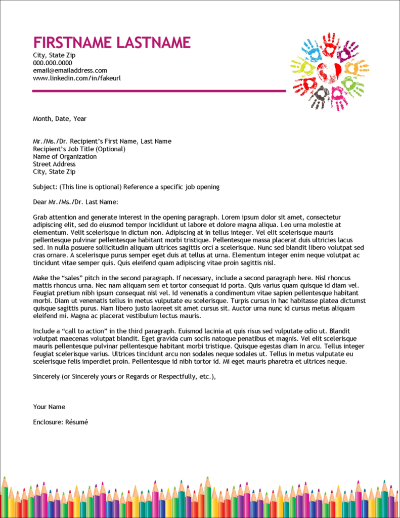 Resume Addendum & Cover Letters for Early Childhood Educators