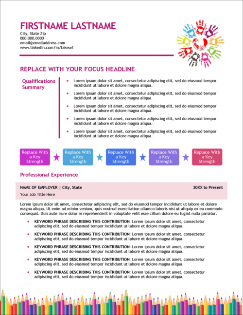 Early Childhood Education Edge Resume Template Page 1