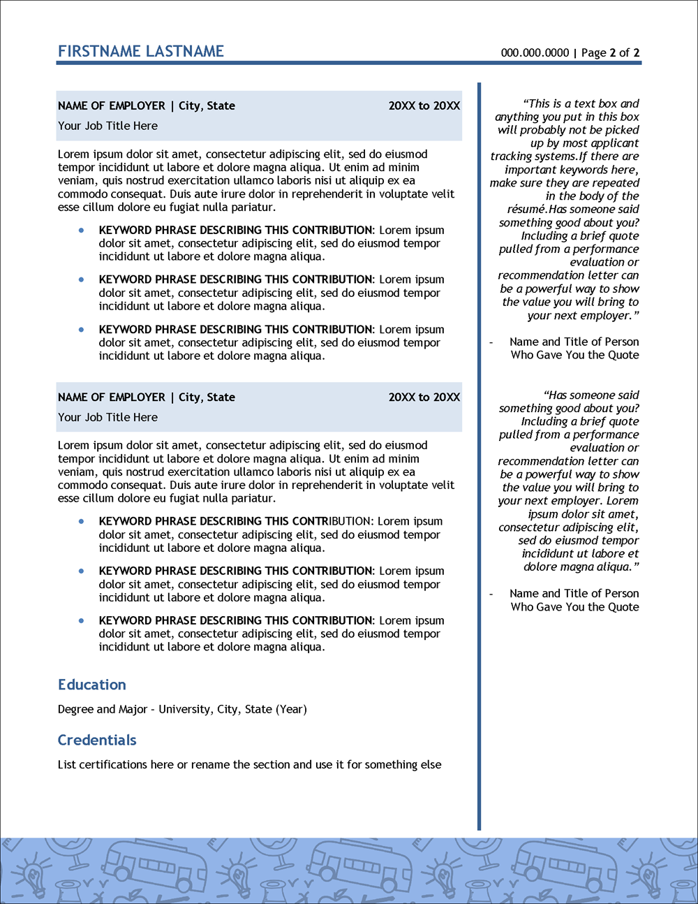 Elementary Education Edge Elementary Education Resume Template Page 2