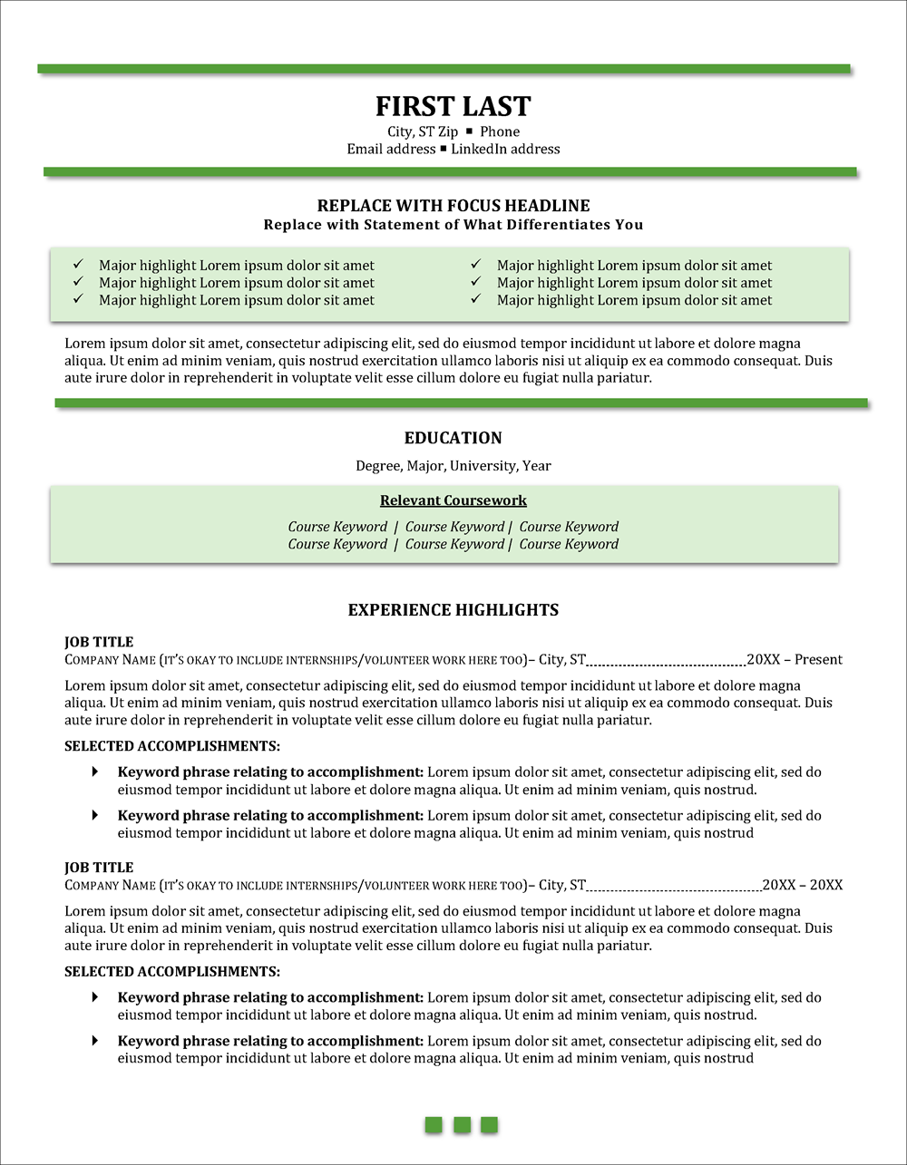 Resume template for entry-level workers