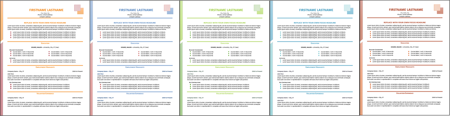 Entry Level Resume Template Color Options