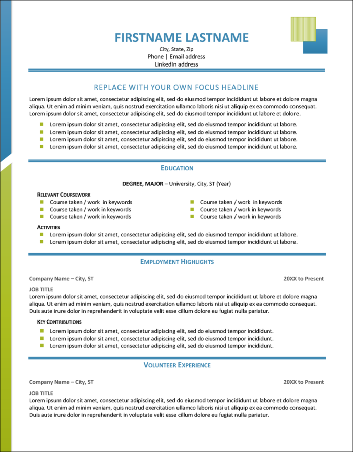 Frontier Entry-Level Resume Template