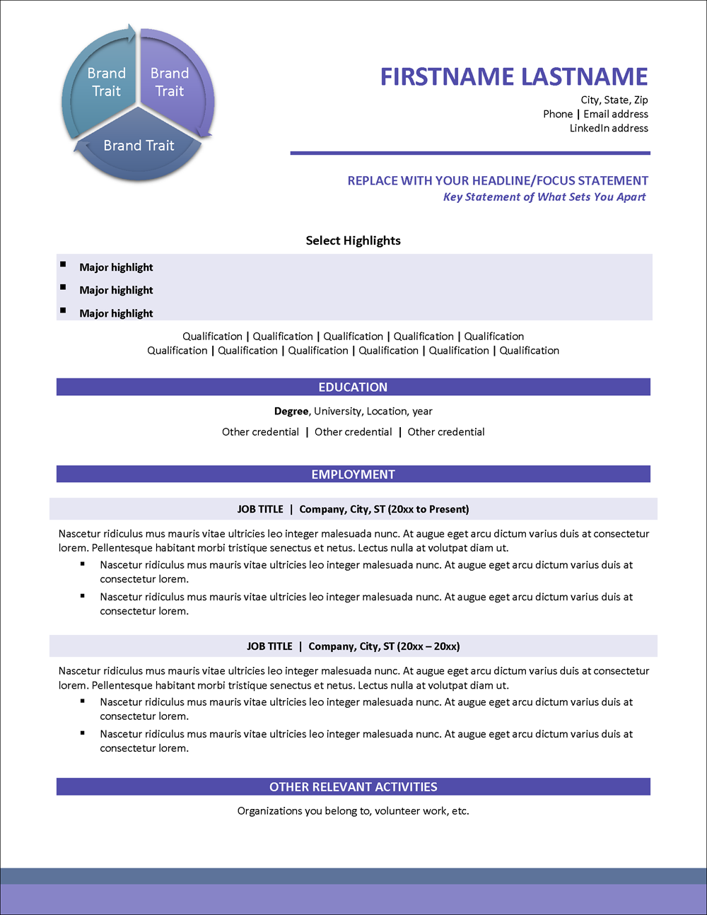 College Student Resume Template Page 1
