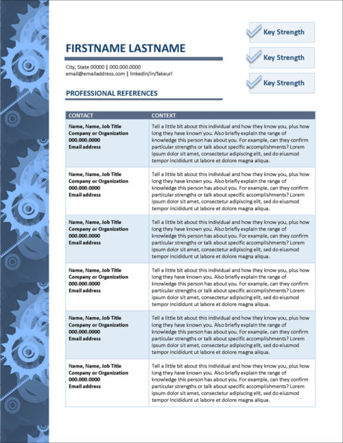 References Template for Manufacturing