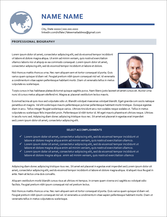 Global Vision Business Biography Template
