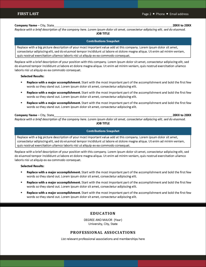 Modern Resume Template Page 2