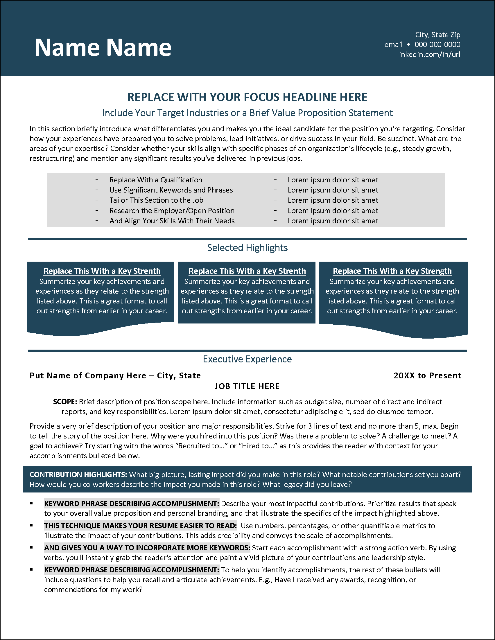 Phoenix Resume Template Page 1