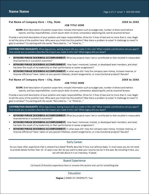 Phoenix Resume Template Page 2